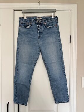 Levi's light blue high-rise button-fly jeans